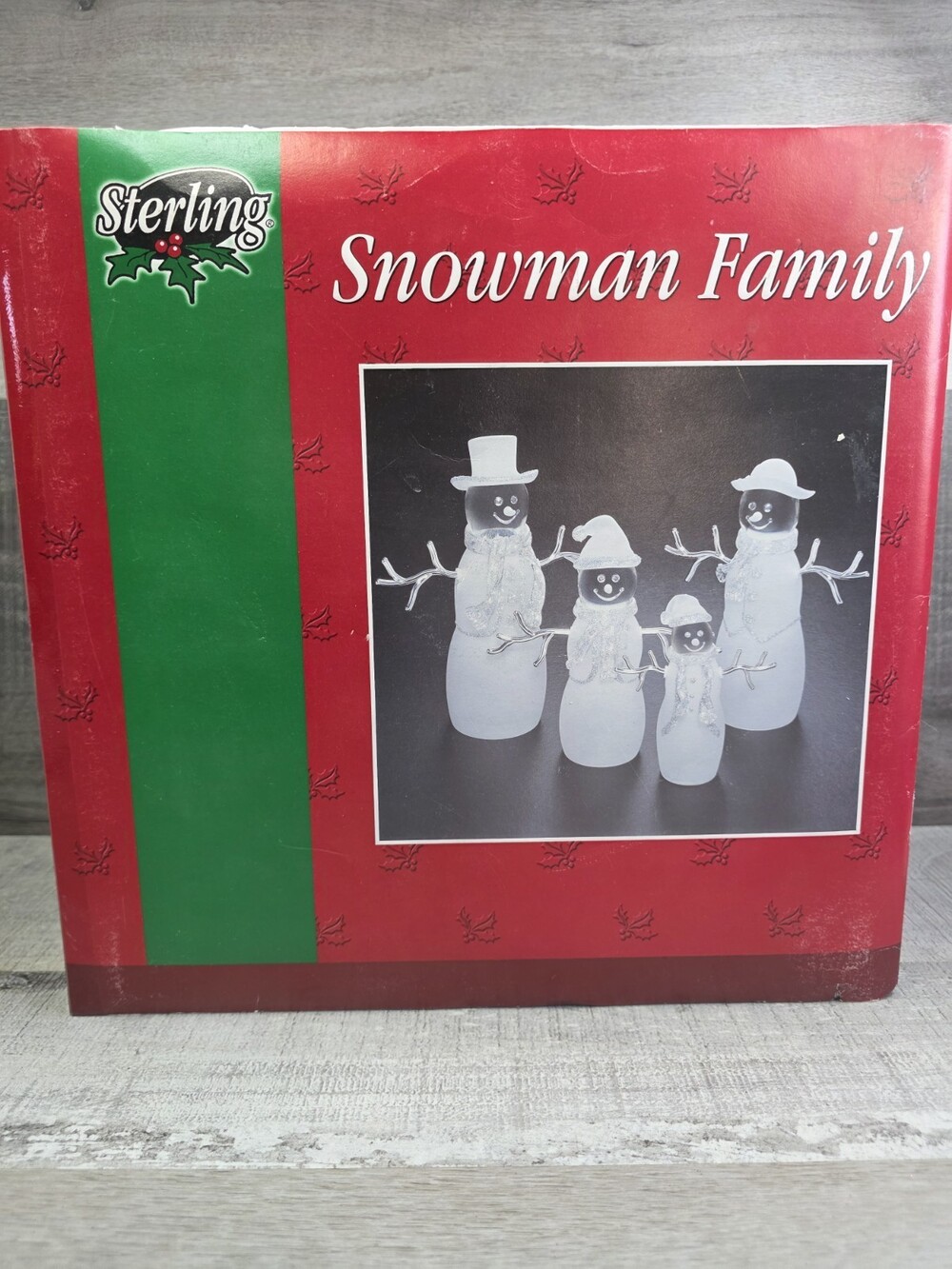Frosted Lazer Snowman Tabletop Christmas Display Xmas Vintage Decor Family b320
